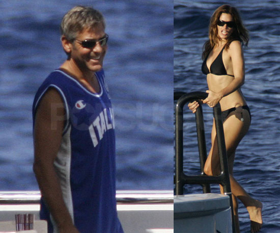George Clooney and Cindy Crawford 8508 george clooney Bikini Yacht Paradise Continues for George and Cindy